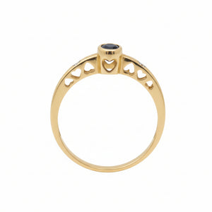 14k Yellow Gold Bezel Set Sapphire and Diamond Ring