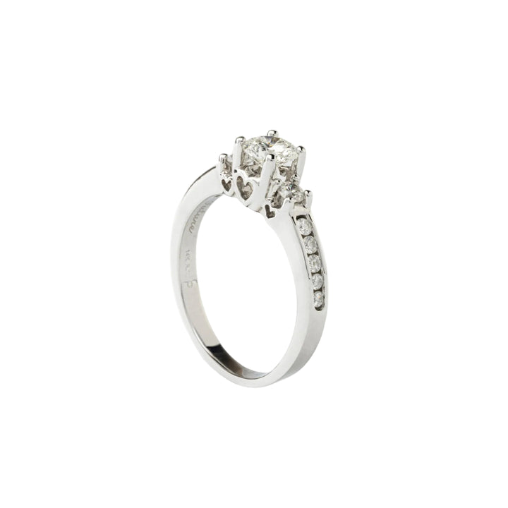 14K White Gold Engagement Solitaire Diamond Ring