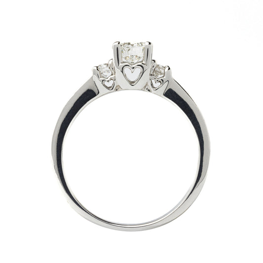 White Gold Engagement Solitaire Diamond Ring with Accent. 14k, Centre: 0.65ct, TDW: 1.02ct, VS2-SI1, EF