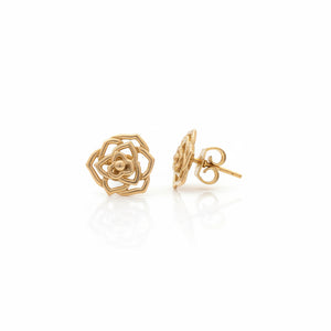 Yellow Gold Openwork Flower Stud Earrings 18k