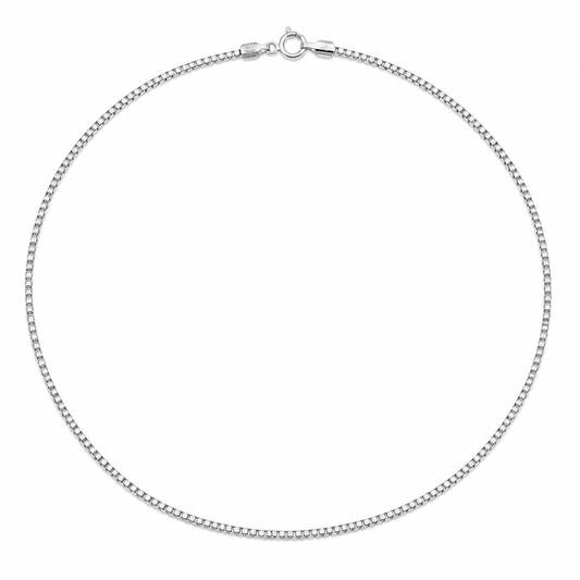 14K White Gold Box Chain Necklace 20" 1mm