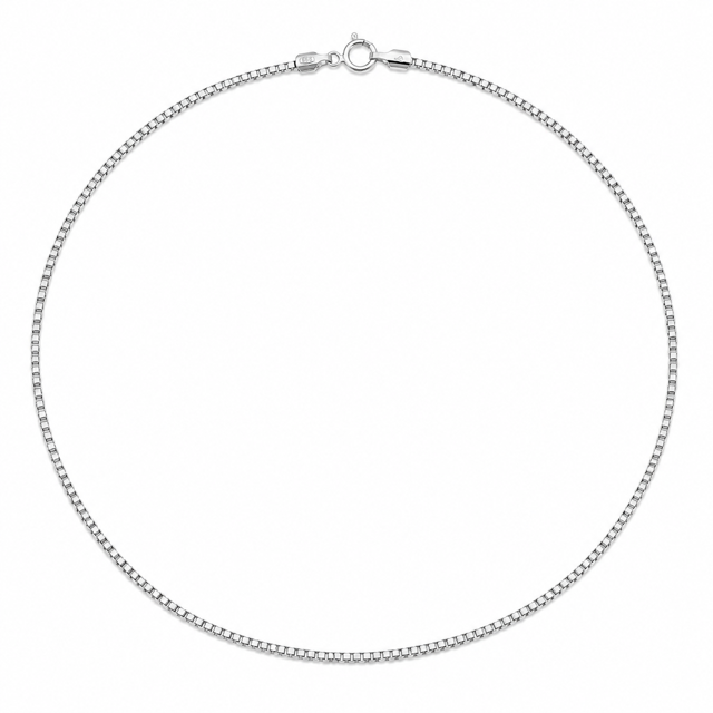 14K White Gold Box Chain Necklace 20" 1mm