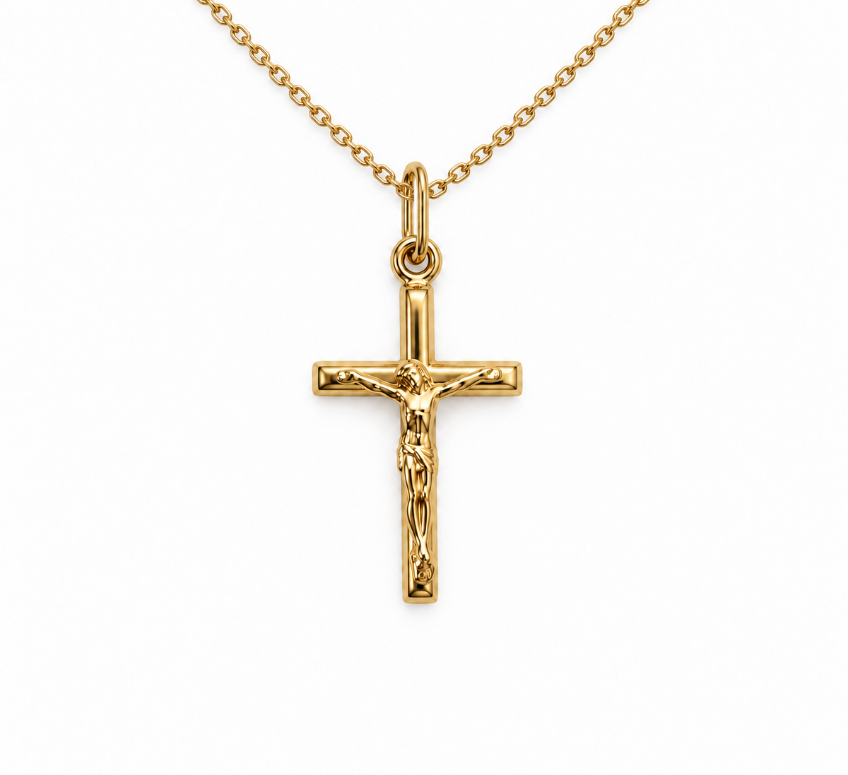 10K Yellow Gold Crucifix Pendant Necklace