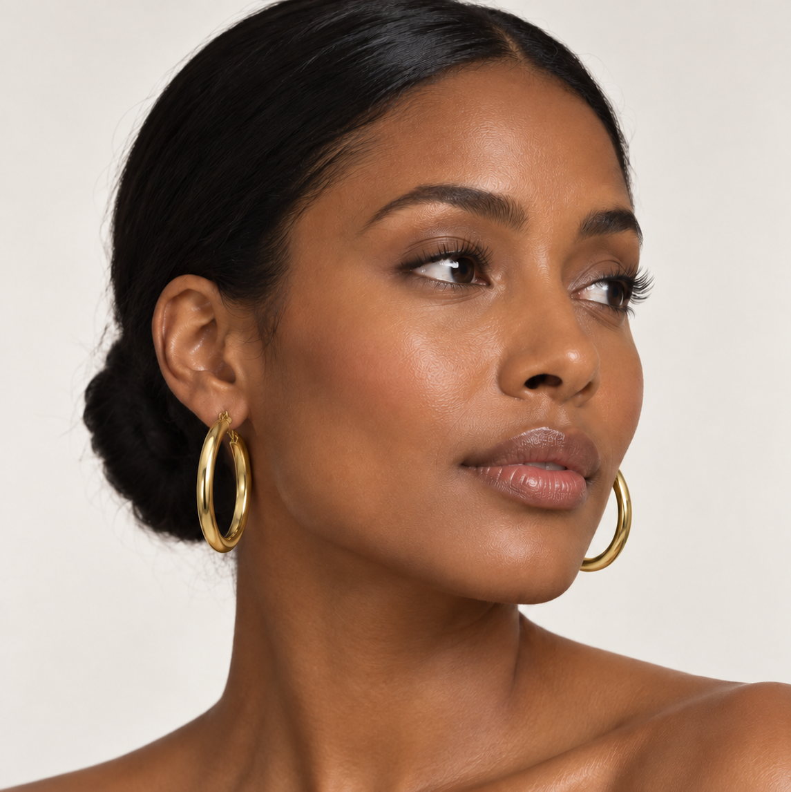 18K Yellow Gold Polished Wide Tube Hoop Earrings