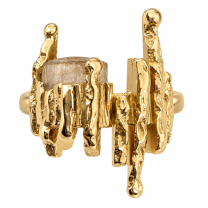18K Yellow Gold Quartz Textured Cluster Cavelti Ring - Resale