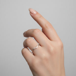 925 Sterling Silver Diamond Chevron Ring