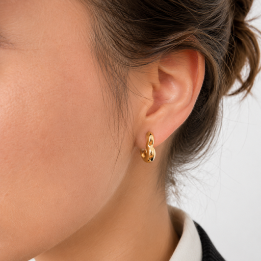 14K Yellow Gold Open Heart Hoop Earrings 15mm