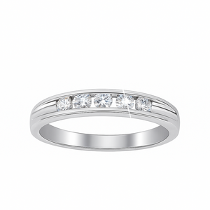14K White Gold 5-stone Channel-set Diamond Band Ring