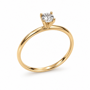 10K Yellow Gold Cubic Zirconia Solitaire Ring