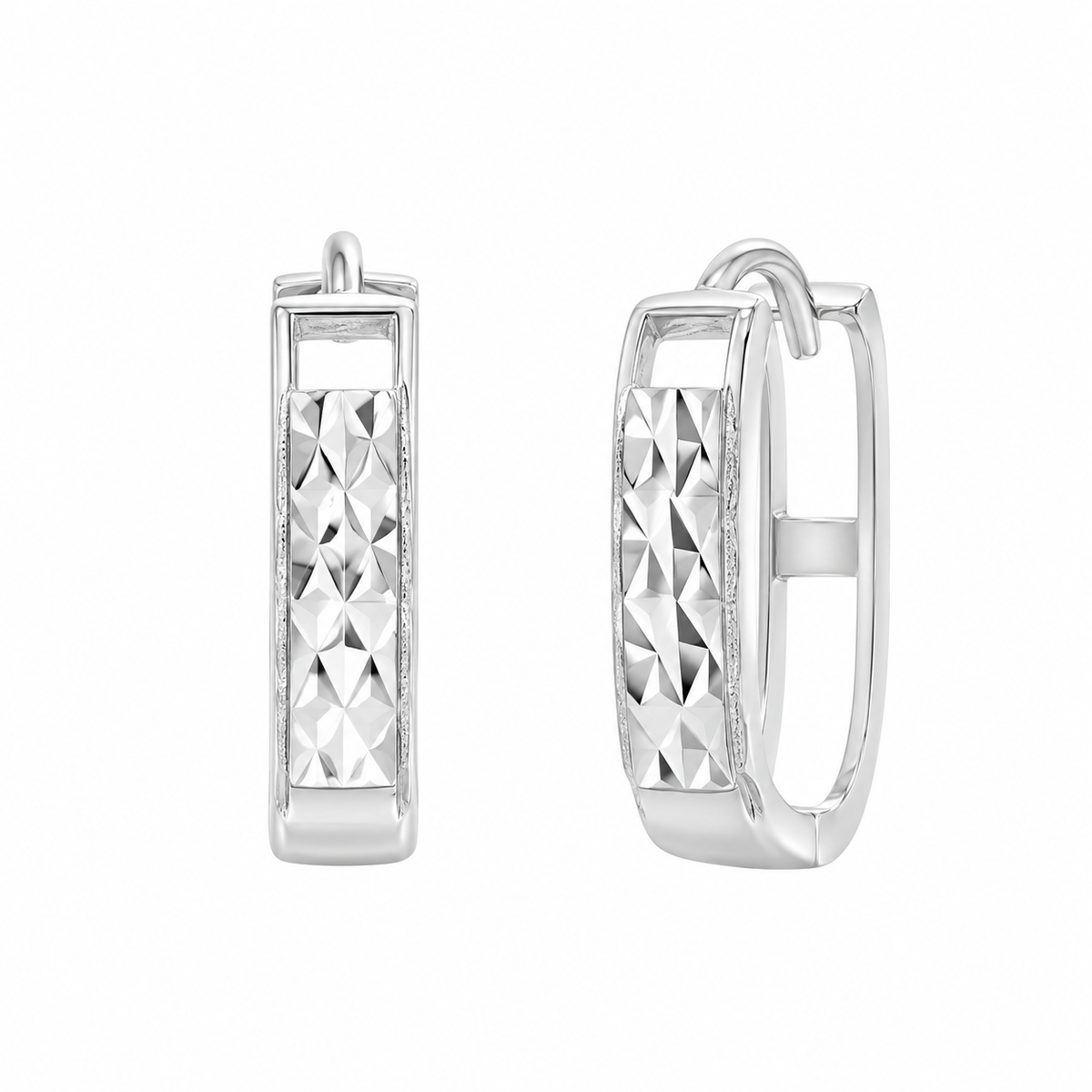 925 Sterling Silver Diamond Cut Hollow Back Hoop Earrings