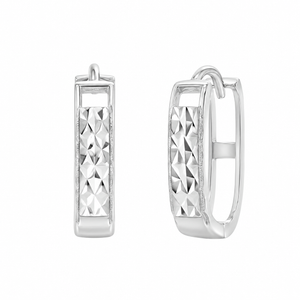 925 Sterling Silver Diamond Cut Hollow Back Hoop Earrings