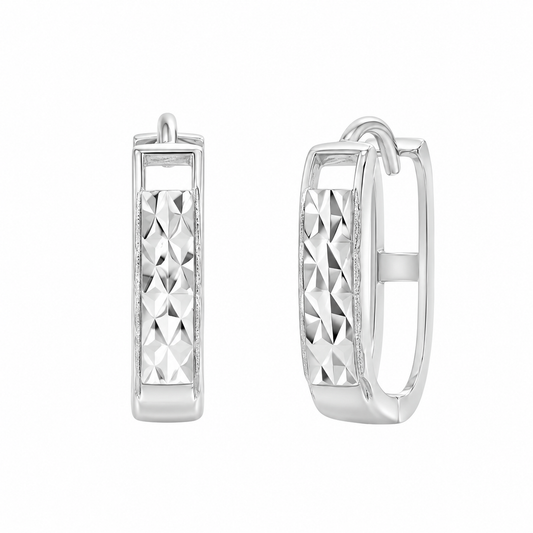 925 Sterling Silver Diamond Cut Hollow Back Hoop Earrings