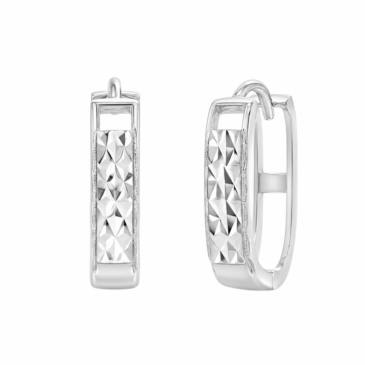 925 Sterling Silver Diamond Cut Hollow Back Hoop Earrings