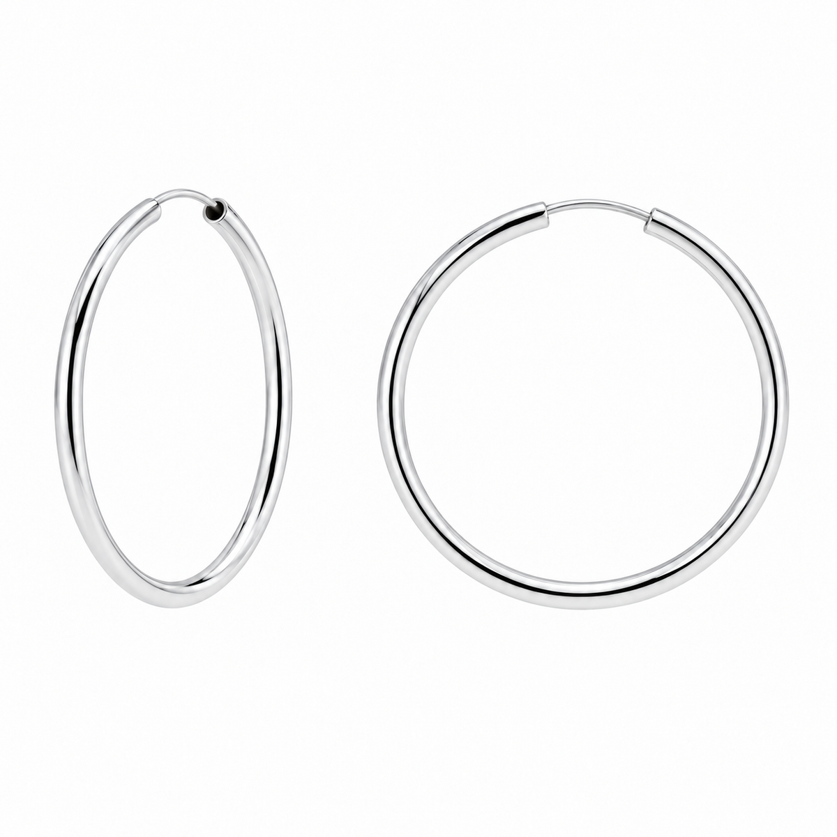 925 Sterling Silver High Polish Endless Hoop Earrings