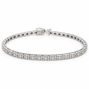 18K White Gold Diamond Station Link Bracelet