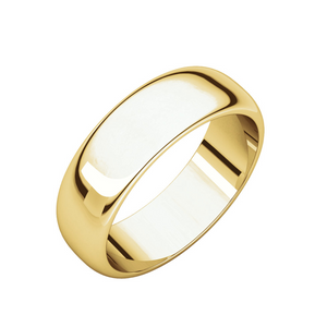 14K Yellow Gold Wide Half Dome Band. 6.5gr 6.1mm