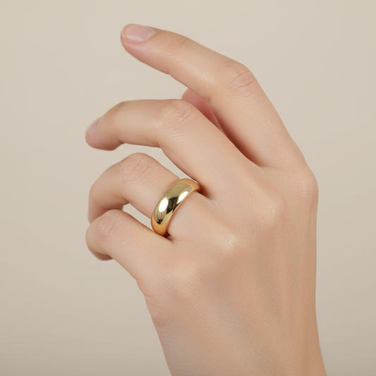 14K Yellow Gold Wide Half Dome Band- 6.1mm