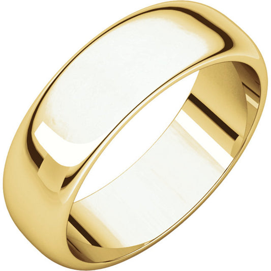 Yellow Gold Wide Half Dome Band. 14k, 6.5gr, 6.1mm