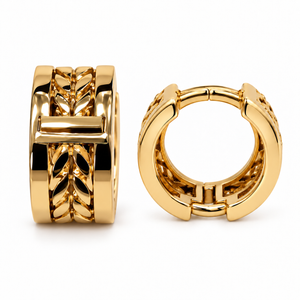 18K Yellow Gold Braided Huggie Hoop Earrings