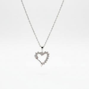 White Gold Diamond Open Heart Pendant 10k