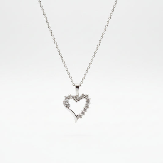 White Gold Diamond Open Heart Pendant 10k