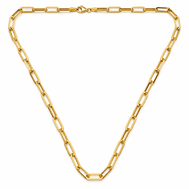 18K Yellow Gold Paperclip Chain Necklace