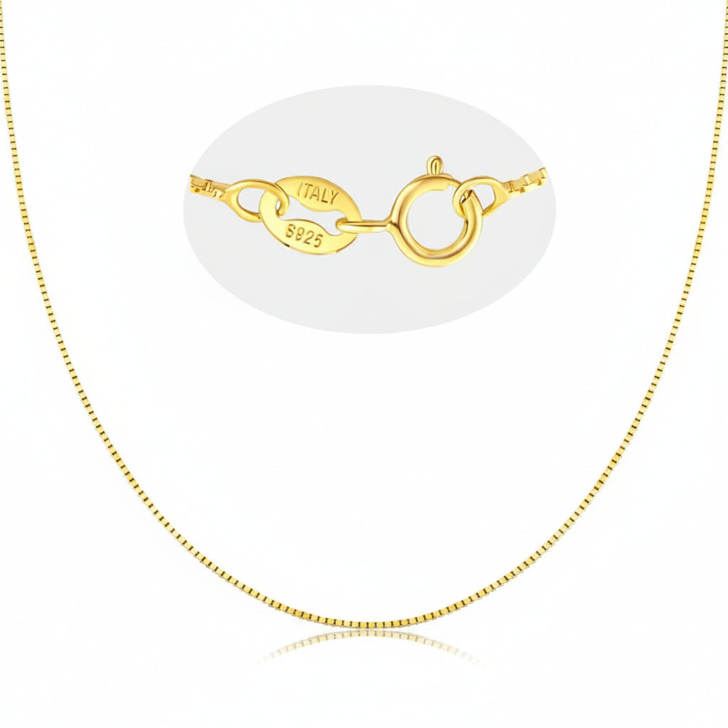 925 Sterling Silver Gold Plated Box Chain