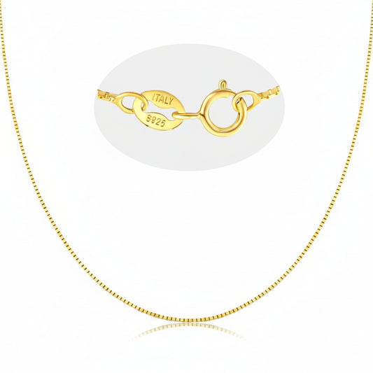 925 Sterling Silver Gold Plated Box Chain
