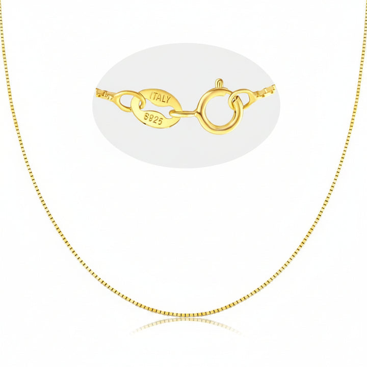 925 Sterling Silver Gold Plated Box Chain