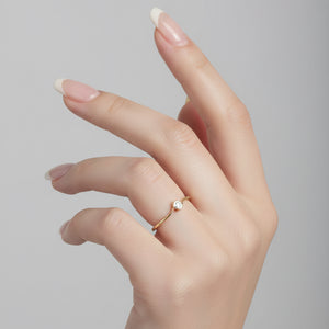 10K Yellow Gold Semi-Bezel Diamond Solitaire Ring
