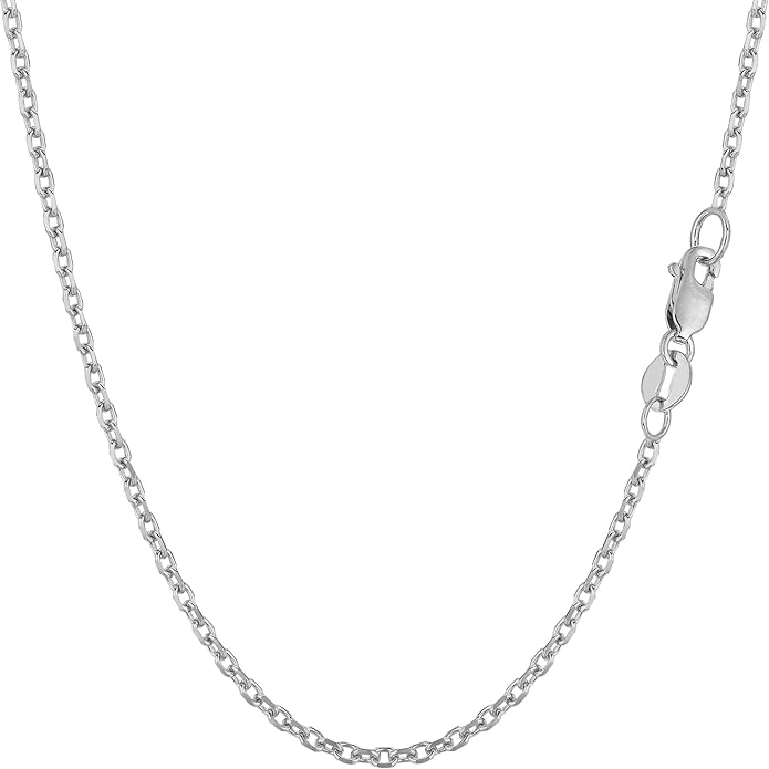 White Gold Cable Link Chain 17 inch 14k