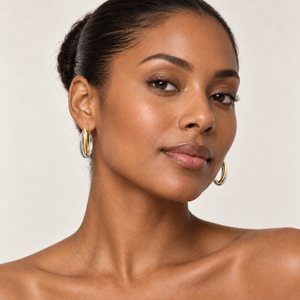 14K Yellow & White Gold Triple Oval Hoop Earrings