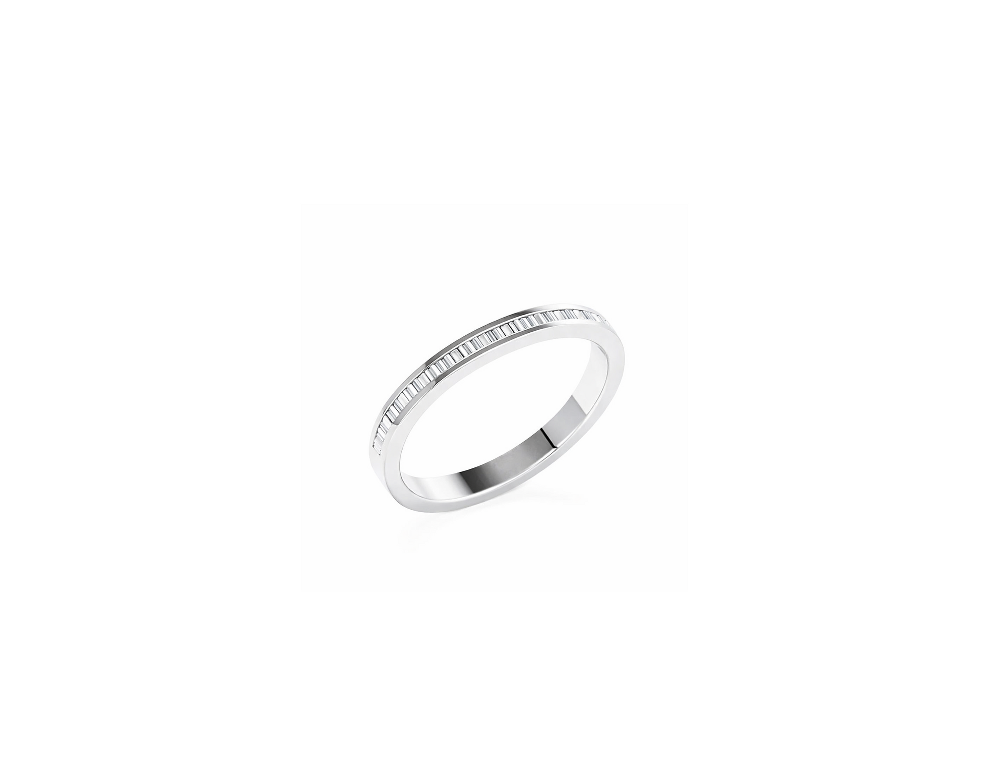 10K White Gold Channel Set Princess Diamond Band. TDW: 0.15ct