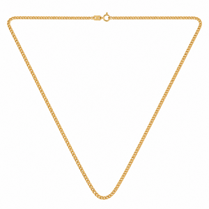 18K Yellow Gold Curb Chain Necklace 2mm - full chain laid flat, spring ring clasp