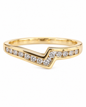 14K Yellow Gold Diamond Channel-Set Chevron Wishbone Ring