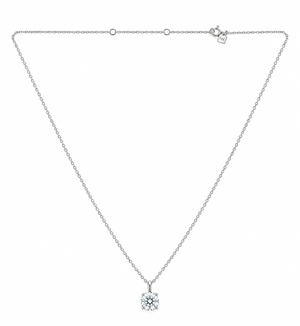 14K White Gold Round Moissanite Solitaire Pendant Necklace