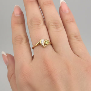 10k Two Tone Gold Peridot Diamond Heart Ring