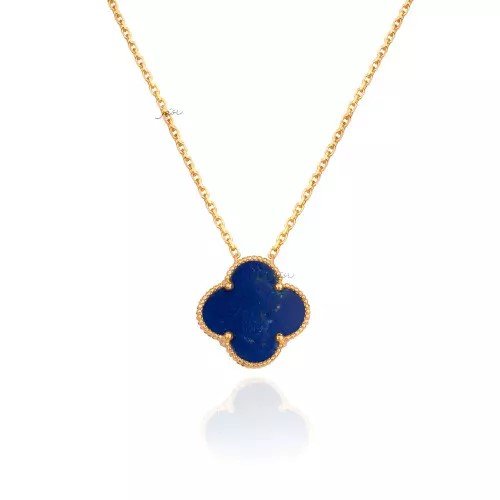 Yellow Gold Clover style Necklace setting with Lapis, 18k, 6.4gr , 16 to I8 Inches Adjustable