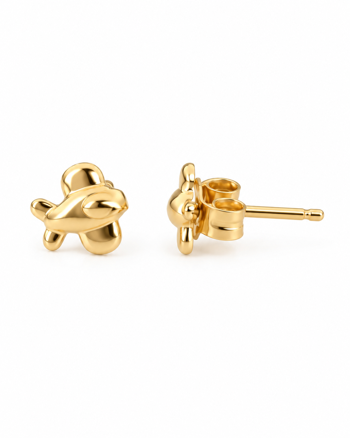 18K Yellow Gold Kids Airplane Stud Earrings