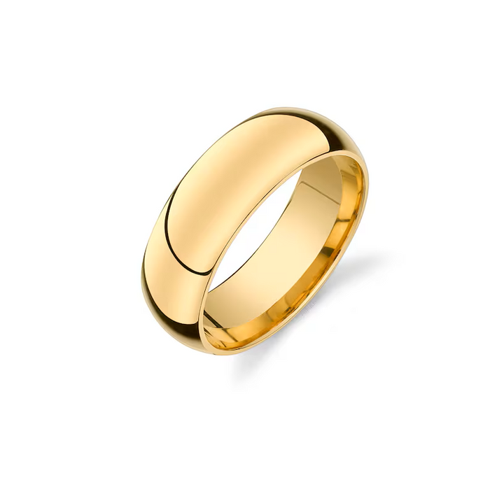 14K Yellow Gold Half Dome Ring- 6mm