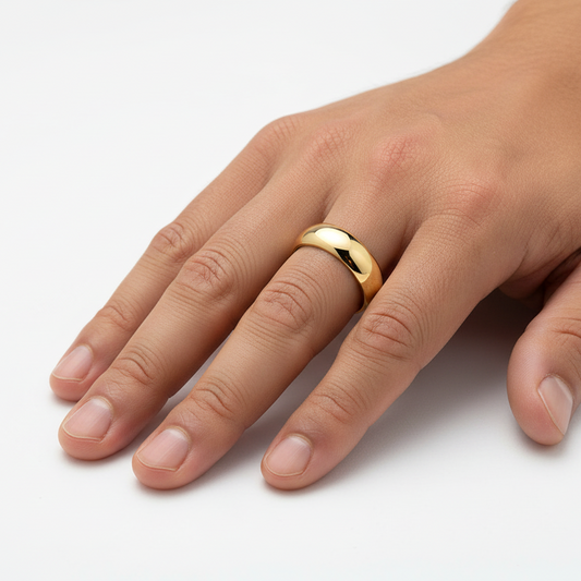 Yellow Gold Half Dome Ring 14k, 6mm , Size 11