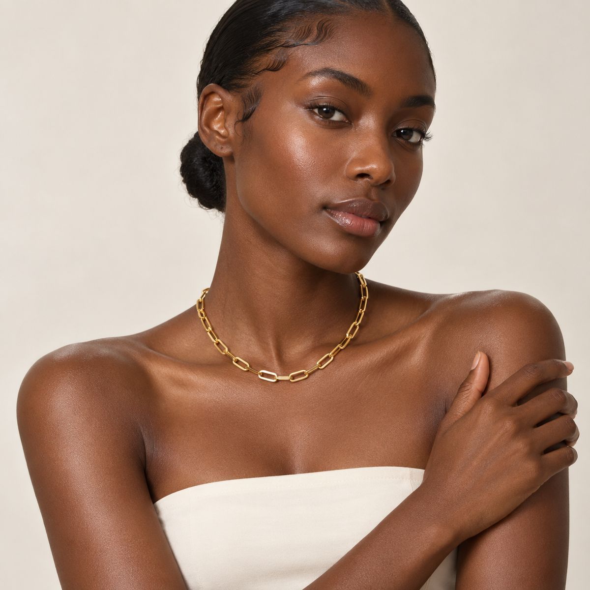18K Yellow Gold Paperclip Chain Necklace