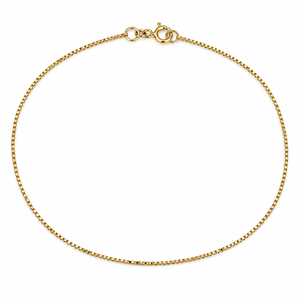 18K Yellow Gold Box Chain Anklet 0.63mm