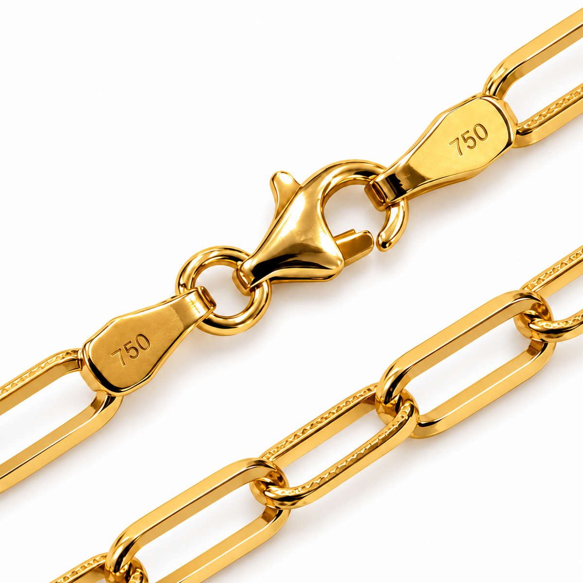 18K Yellow Gold Paperclip Chain Necklace