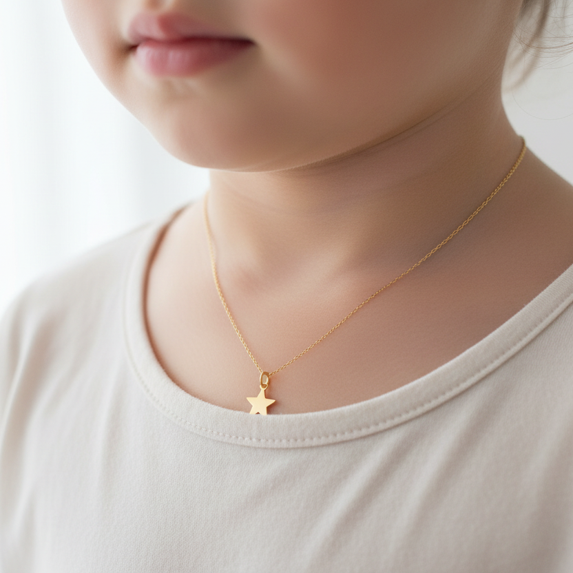 Yellow Gold Star Kids Pendant 18k