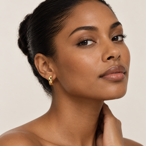 18K Gold Diamond-Cut Huggie Hoop Earrings