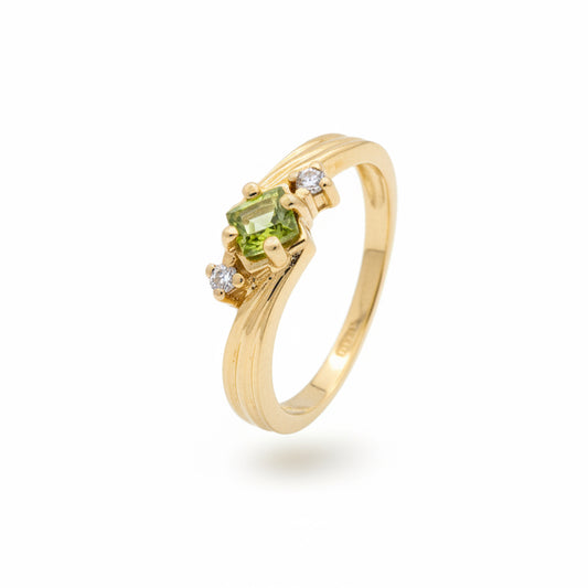 14k Yellow Gold Peridot Diamond Accent Ring