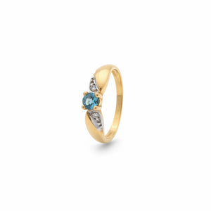 10k Yellow Gold Blue Topaz Diamond Ring