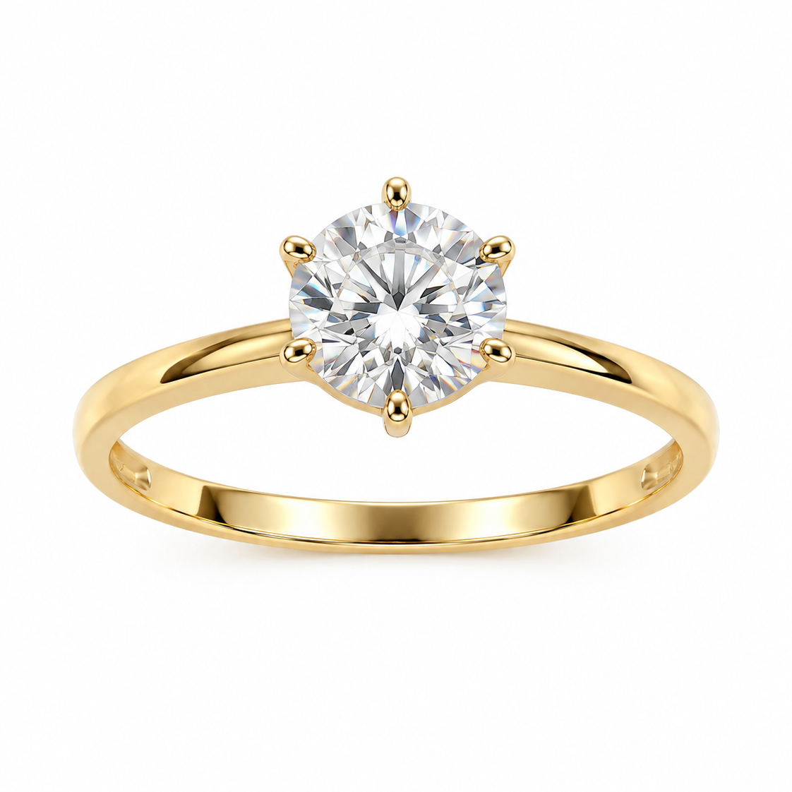 10K Yellow Gold Six-Prong CZ Solitaire Ring