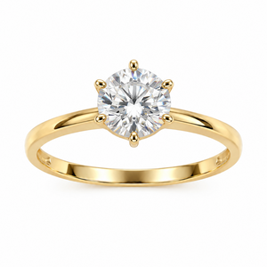 10K Yellow Gold Six-Prong CZ Solitaire Ring